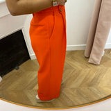 Pantalon de tailleur droit à plis taille mi-haute Pierre - Sanguine - GRACE & MILA