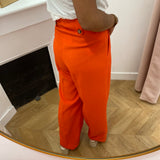 Pantalon de tailleur droit à plis taille mi-haute Pierre - Sanguine - GRACE & MILA
