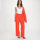 Pantalon de tailleur droit à plis taille mi-haute Pierre - Sanguine - GRACE & MILA