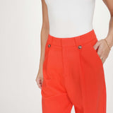 Pantalon de tailleur droit à plis taille mi-haute Pierre - Sanguine - GRACE & MILA