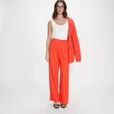 Pantalon de tailleur droit à plis taille mi-haute Pierre - Sanguine - GRACE & MILA