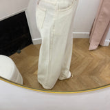 Jean large taille haute ceinture tressée Jaden - Ecru - GRACE & MILA