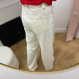 Jean large taille haute ceinture tressée Jaden - Ecru - GRACE & MILA