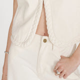 Jean large taille haute ceinture tressée Jaden - Ecru - GRACE & MILA