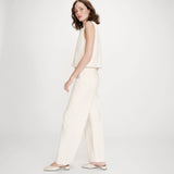 Jean large taille haute ceinture tressée Jaden - Ecru - GRACE & MILA