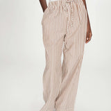 Pantalon large à rayures avec cordon réglagle Volute - Mocha - GRACE & MILA