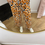 Pantalon droit 7/8 taille haute à motifs - Varsy - Cognac - GRACE & MILA