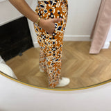 Pantalon droit 7/8 taille haute à motifs - Varsy - Cognac - GRACE & MILA