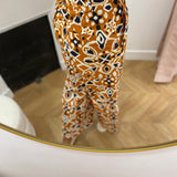 Pantalon droit 7/8 taille haute à motifs - Varsy - Cognac - GRACE & MILA