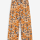 Pantalon droit 7/8 taille haute à motifs - Varsy - Cognac - GRACE & MILA