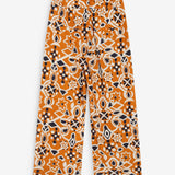 Pantalon droit 7/8 taille haute à motifs - Varsy - Cognac - GRACE & MILA