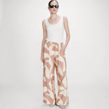 Pantalon large imprimé graphique taille ajustable Veni - Mocha - GRACE & MILA
