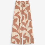 Pantalon large imprimé graphique taille ajustable Veni - Mocha - GRACE & MILA