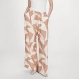 Pantalon large imprimé graphique taille ajustable Veni - Mocha - GRACE & MILA
