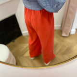 Pantalon large en lin taille haute élastiquée Raven - Sanguine - GRACE & MILA