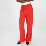 Pantalon large en lin taille haute élastiquée Raven - Sanguine - GRACE & MILA