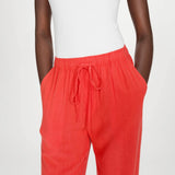 Pantalon large en lin taille haute élastiquée Raven - Sanguine - GRACE & MILA