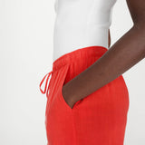Pantalon large en lin taille haute élastiquée Raven - Sanguine - GRACE & MILA