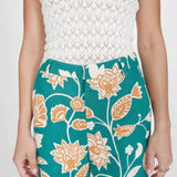 Pantalon taille haute jambe large imprimé floral Varino - Vert - GRACE & MILA