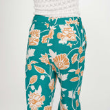 Pantalon taille haute jambe large imprimé floral Varino - Vert - GRACE & MILA