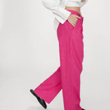 Pantalon de tailleur large à plis - Fushia - GRACE & MILA