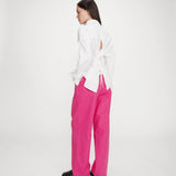 Pantalon de tailleur large à plis - Fushia - GRACE & MILA