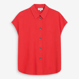 Chemise fluide à manches courtes en lin mélangé Perez - Sanguine - GRACE & MILA