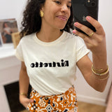 T-shirt manches courtes à message imprimé Vico - Chocolat - GRACE & MILA