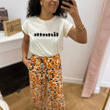 T-shirt manches courtes à message imprimé Vico - Chocolat - GRACE & MILA
