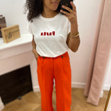 T-shirt manches courtes à message imprimé Vico - Rouge - GRACE & MILA