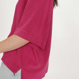 Top large manches courtes col V Violon - Pivoine ou Sable - GRACE & MILA