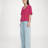 Top large manches courtes col V Violon - Pivoine ou Sable - GRACE & MILA