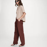 Chemise rayée oversize à manches courtes Vercia - Mocha - GRACE & MILA