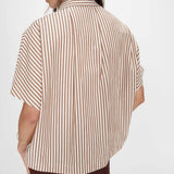 Chemise rayée oversize à manches courtes Vercia - Mocha - GRACE & MILA