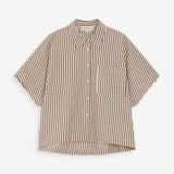Chemise rayée oversize à manches courtes Vercia - Mocha - GRACE & MILA