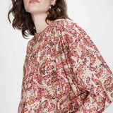 Blouse ample manches bouffantes à imprimé floral Vezia - Pêche - GRACE & MILA
