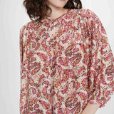 Blouse ample manches bouffantes à imprimé floral Vezia - Pêche - GRACE & MILA