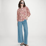Blouse ample manches bouffantes à imprimé floral Vezia - Pêche - GRACE & MILA