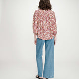 Blouse ample manches bouffantes à imprimé floral Vezia - Pêche - GRACE & MILA