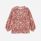 Blouse ample manches bouffantes à imprimé floral Vezia - Pêche - GRACE & MILA