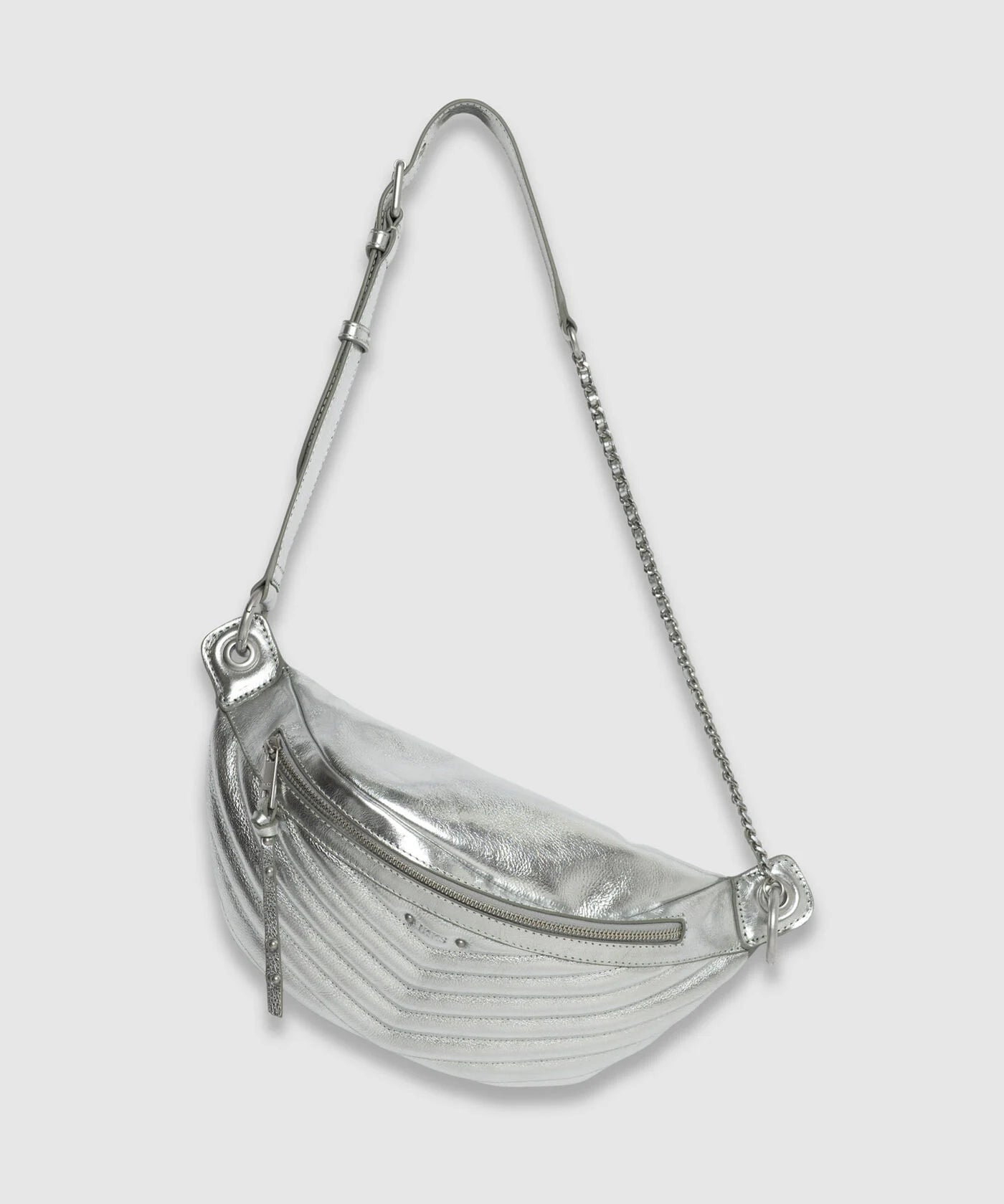 Sac banane en cuir matelassé B395049 - Argenté - IKKS BAGS