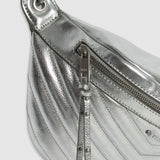 Sac banane en cuir matelassé B395049 - Argenté - IKKS BAGS