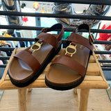 Sandales à bride en T en cuir Gwen - Marron - BARBOUR FEMME