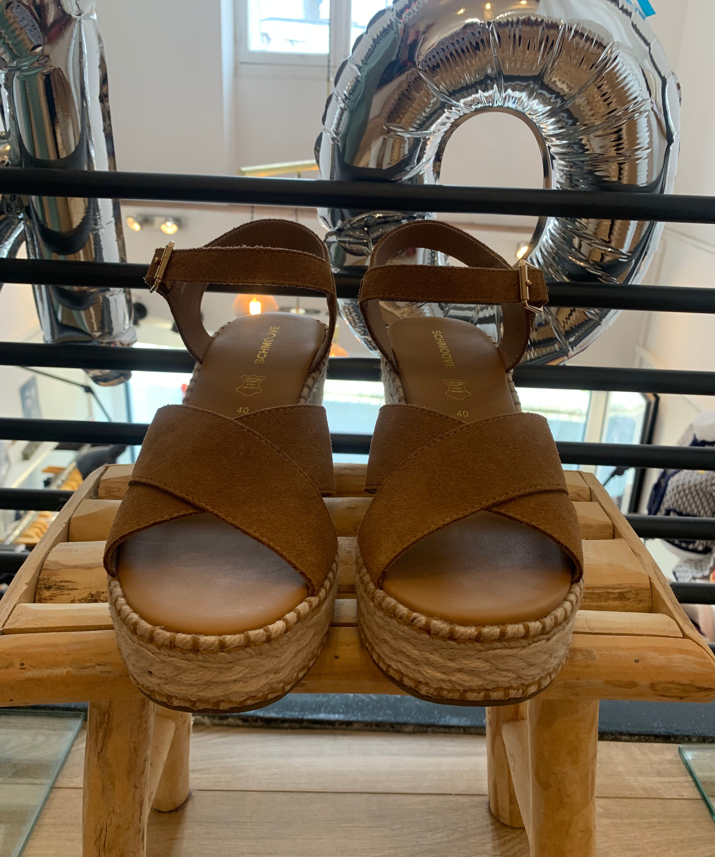 Sandales compensées à brides cheville Mina - Marron - SCHMOOVE WOMEN