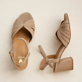 Sandales à talon carré en cuir suédé Eileen - Savane - BOBBIES FEMME