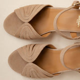 Sandales à talon carré en cuir suédé Eileen - Savane - BOBBIES FEMME