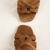 Sandales à talons carrés en cuir suédé Esther - Camel - BOBBIES FEMME