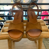 Sandales plateforme à talons carrés tressés en daim 6737 - Noisette - EVA FRUTOS