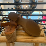Sandales plateforme à talons carrés tressés en daim 6737 - Noisette - EVA FRUTOS