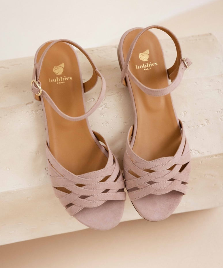 Sandales plates élégantes à brides croisées Ellis - Nude rosé - BOBBIES FEMME